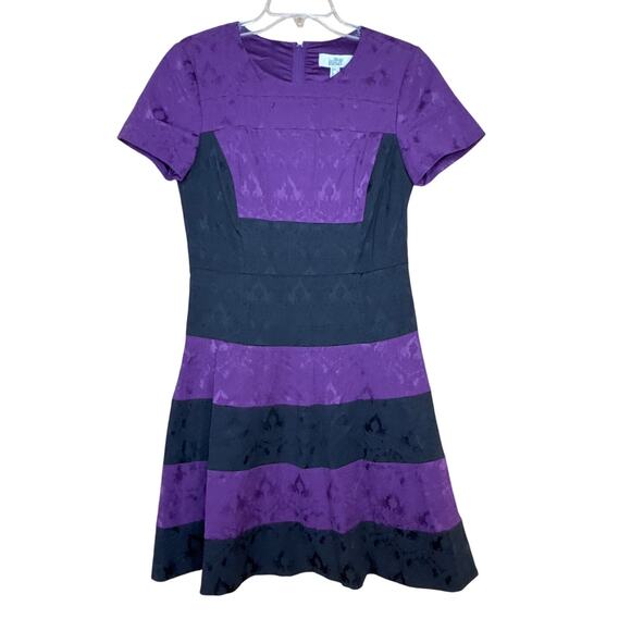 Badgley Mischka Purple and Black Midi Dress Size 8 NWT - Picture 2 of 9